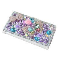 KAKA(TM) Fashion Phone Cover 3D Handmade Irregularity Bling Colorful Crystal Design PU Leather Wallet Case Flower... N8