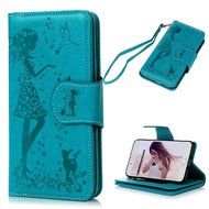 Badalink iPhone 7 Wallet Case (4.7") 9 Card Slots Plastic Mirror Flip Stand Case Embossed Flower Girl PU Leather... N36
