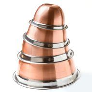 4 Stainless Steel Copper Finish Euro Style Mixing Bowl Set 5,3,1.5,.75 Quart Qt