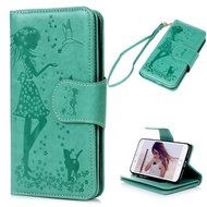 Badalink iPhone 7 Wallet Case (4.7") 9 Card Slots Plastic Mirror Flip Stand Case Embossed Flower Girl PU Leather... N48