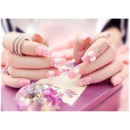 EVTECH(TM) 24 Pcs Nail Decals French Artificial Full Cover False Nails Round Head Nail Art Tips Fashion Style... N32