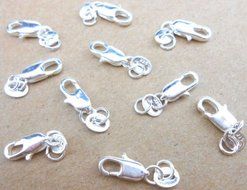 10PCS nice Jewelry Connector 925 Sterling Silver Lobster Clasps 925 Stamped Tag