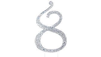 Number 2 Rhinestone Crystal Cake Topper Silver, Numbers, Letters for Wedding, Birthday, Anniversary, Party. Shine... N12