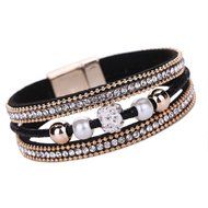 AutumnFall Women Bohemian Bracelet Woven Braided Handmade Wrap Cuff Magnetic Clasp (Black) N6