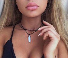 Dixperfect Vintage 90s Choker Necklaces with Pendant for Women N34