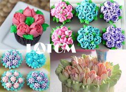 Latom Russian Icing Piping Tips Stainless Steel Large Size Pastry Cake Decoration Tips (10 Russian Piping Tips... N2