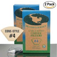 #4 Cone Paper Coffee Filters - Brown, Unbleached, Chlorine-free (#4, 100 Filters) N2