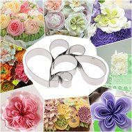 Anself 7pcs Stainless Steel Baking Fondant Tools 3D Teardrop Rose Shape Paste Mold for Cake Deco N2