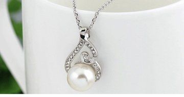 MENGDA Jewelry Set Gold Plated Pearl Pendant Necklace Dangle Earring Stud Set. (Pearl -3) N16
