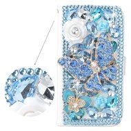 Spritech(TM) Bling Cellphone Case For LG G5,PU Leather Wallet Slim Fold Cover 3D Handmade Shining Rhinestone Blue... N20