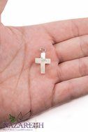 Beautiful Cross Mother of Pearl with Zircon Crystal Handmade From Holy Land N3