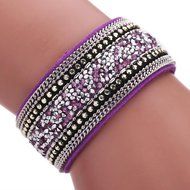 AutumnFall&reg; Women Bohemian Crystal Cowhide Bracelets Wrist Chains (Gray) N7