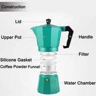 240ml Kitchen Aluminum Stovetop Moka Pot Italian Espresso Maker Percolator, Dark Green N3