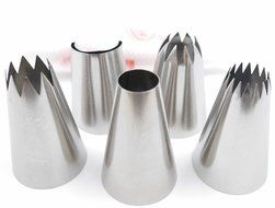 Pridebit Cupcake/Cake Decorating Tips 5 Extra Large (4 Classic Tips+1 Ruffle Tip) Stainless Steel Piping Icing...
