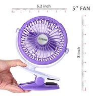BLUBOON Rechargeable Battery Clip on Fan, Quietness, Adjustable (Black) N10