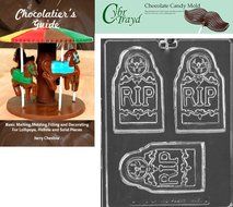 Cybrtrayd &quot;Rip Tombstone Bar&quot; Halloween Chocolate Candy Mold with Chocolatier&#039;s Guide