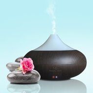 Beauty Aura Wooden Ultrasonic Aromatherapy Essential Oil Diffuser. Dark Brown. N4