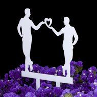 LOVENJOY Gift Box Pack Mr and Mr Gay Same Sex Silhouette Wedding Birthday Cake Topper (5.1-inch, Black) N2