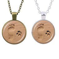 Fashion Lover Gift Charm Dog Paw Print Footprint Pendant Necklace Jewelry (Silver)