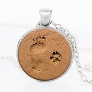 Fashion Lover Gift Charm Dog Paw Print Footprint Pendant Necklace Jewelry (Silver) N2