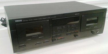 Yamaha KX-W392 Recordable Auto Reverse Dual Cassette Tape Deck with Complete with AV Cables and Online Instruction...