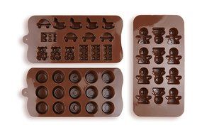 Silicone Chocolate Candy Molds, 3-Pack Set, Non-Stick Candy &amp; Ice Cube Molds, Choice of Three Colors, Chocolate... N2