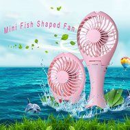 Touchshop Portable Folding USB Fish Shaped Fan Stepless-speed Quiet Operation Desktop Fan Handheld Size with USB... N13