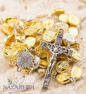Silver Gold Jerusalem Crosses Rosary Metal Beads Catholic Crucifix Holy Land