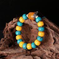 Taiwan Cinnabar Fashion and Beautiful Design 11mm 12beads Bracelet (Honey Amber) N2
