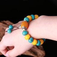 Taiwan Cinnabar Fashion and Beautiful Design 11mm 12beads Bracelet (Honey Amber) N3