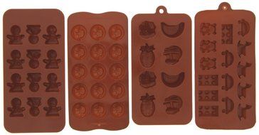 Le Juvo Chocolate Silicone Molds - Happy Faces, Figures, Fuits, Kids Toys, 4 Piece