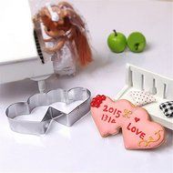 Stainless Steel Double Heart Cookie Cutter Cake Pastry Biscuit Mold Decoration Tool