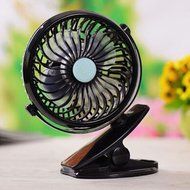 Glowseen USB Clip on Outdoor Fan Rechargeable Battery Desk Fan with 6.5 ft/2M Micro USB Cable (Black) N10