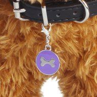 Sandistore Round Bone PuppyRhinestone Pendant Pet Jewelry (Pink) N2