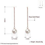 Women 18K Rose Gold Swarovski Long Dangle Pearl Wedding Engamgent Party Earrings N5