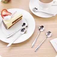 Freedi 4pcs Flower Pattern Stainless Steel Coffee Mixing Spoon Tea Dessert Soup Stirring Spoons 5-Inch