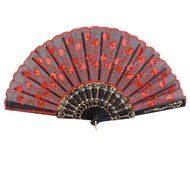Folding Hand Fan Embroidered Sequin Wedding Prom Dance (Red) N15
