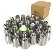 Latom Russian Icing Piping Tips Stainless Steel Large Size Pastry Cake Decoration Tips (10 Russian Piping Tips... N4
