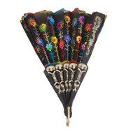 Folding Hand Fan Embroidered Sequin Wedding Prom Dance (Red) N16