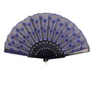 Folding Hand Fan Embroidered Sequin Wedding Prom Dance (Red) N20