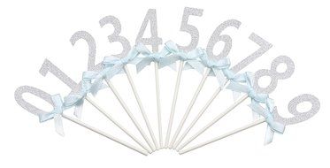 PuTwo 20 Counts Wedding Cake Decorating Frozen Cupcake Toppers Toothpicks, Sliver/Blue/Snow N6