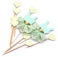 PuTwo 20 Counts Wedding Cake Decorating Frozen Cupcake Toppers Toothpicks, Sliver/Blue/Snow N7
