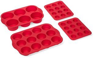 Elite BakewareTM 4 Piece Nonstick Silicone Muffin Pan and Cupcake Pans Set - Includes Regular, Jumbo &amp; Mini Size...