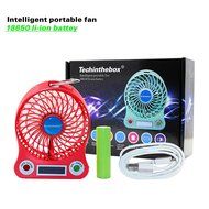 TechIntheBox LED display Portable Fan 4-inch 3 Speeds Mini USB Rechargeable Fan with LED Light Powered By Electric-powered... N9