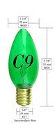7 Watt C9 Transparent Outdoor Patio Party Christmas Novelty Replacement Bulbs, 25 Pack (Green) N3