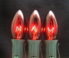 7 Watt C9 Transparent Outdoor Patio Party Christmas Novelty Replacement Bulbs, 25 Pack (Green) N5