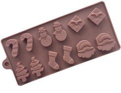 Silicon Kitchen Cookware Cookie Cake Mold Christmas Tree Santa Claus Snowman Socks Cupcake Christmas Gift (Christmas) N2