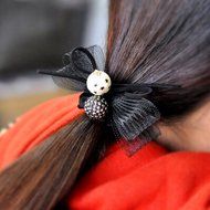 KAKA(TM) Women Girl Fashion Elegance Pink Rose Pearl Decorate Stretchy Hair Rope Band Accessories N10