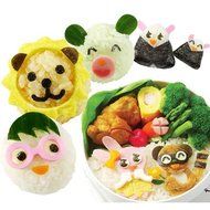 3Pcs Mix-color Animal Emotion Pattern Sushi Rice Ball Bento Mold Kit