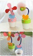 LIWUYOU Summer Flower Pot Night Light USB Mini Small Fan Rechargeable Portable Fans Battery Operated Color Orange